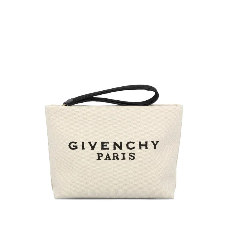 Clutch Bag Beige Canvas made by Givenchy