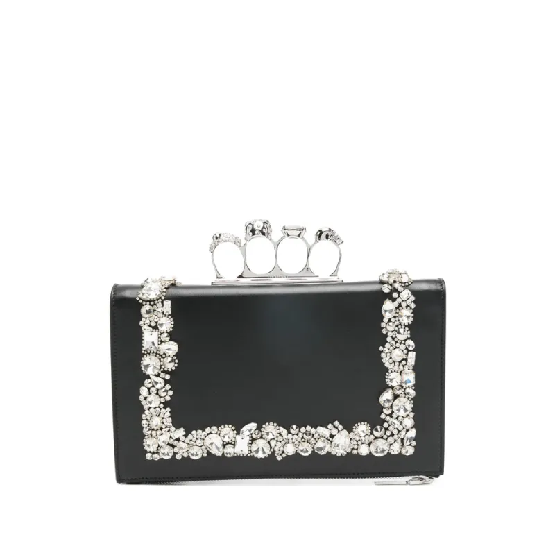 Black Embellished Top Zip Bag made by Alexander McQueen