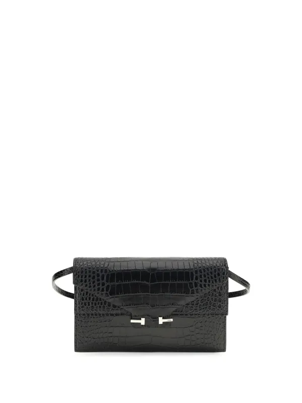 Shoulder Bag Crocodile-Print Black made by Tom Ford
