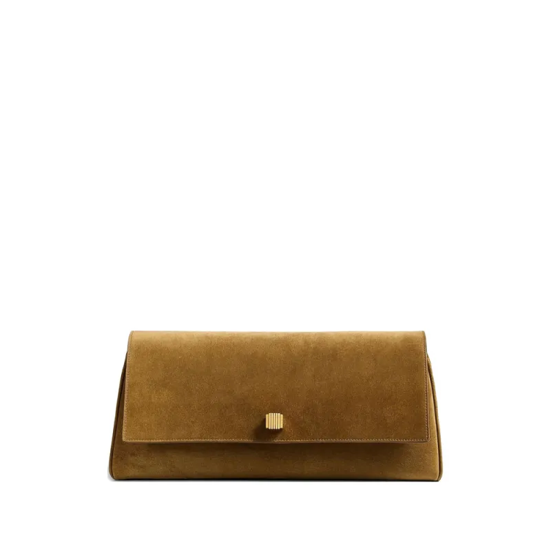 Clutch Bag Camel Brown Calfskin made by KHAITE