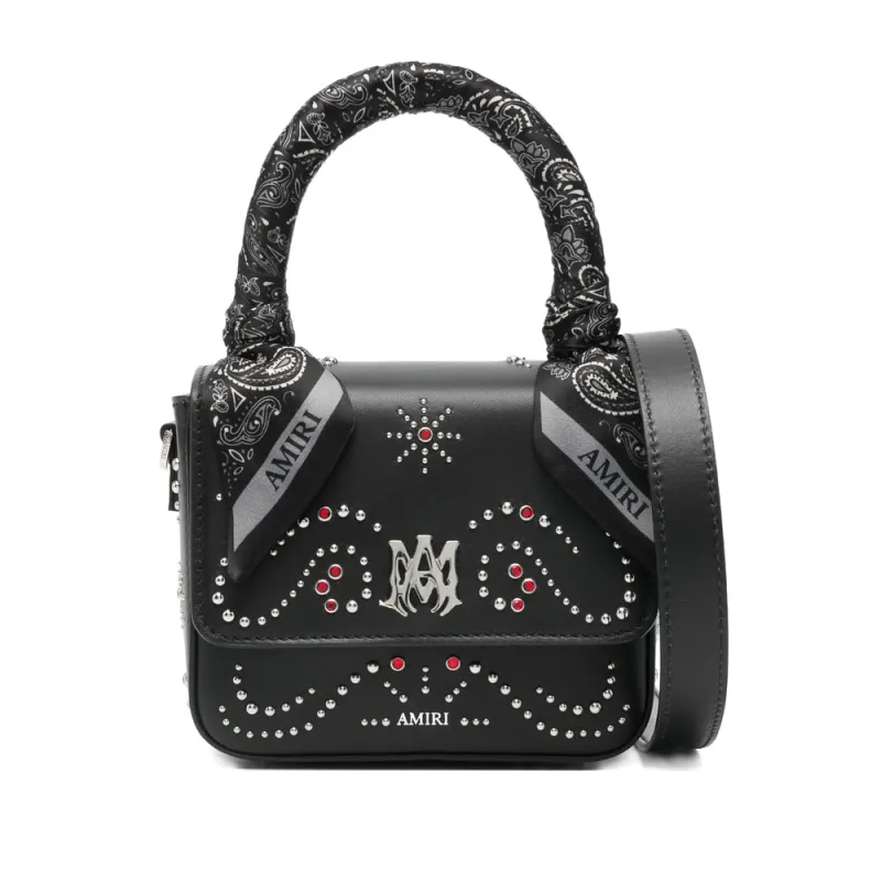 Black Top Handle Bag With Studded Design made by AMIRI