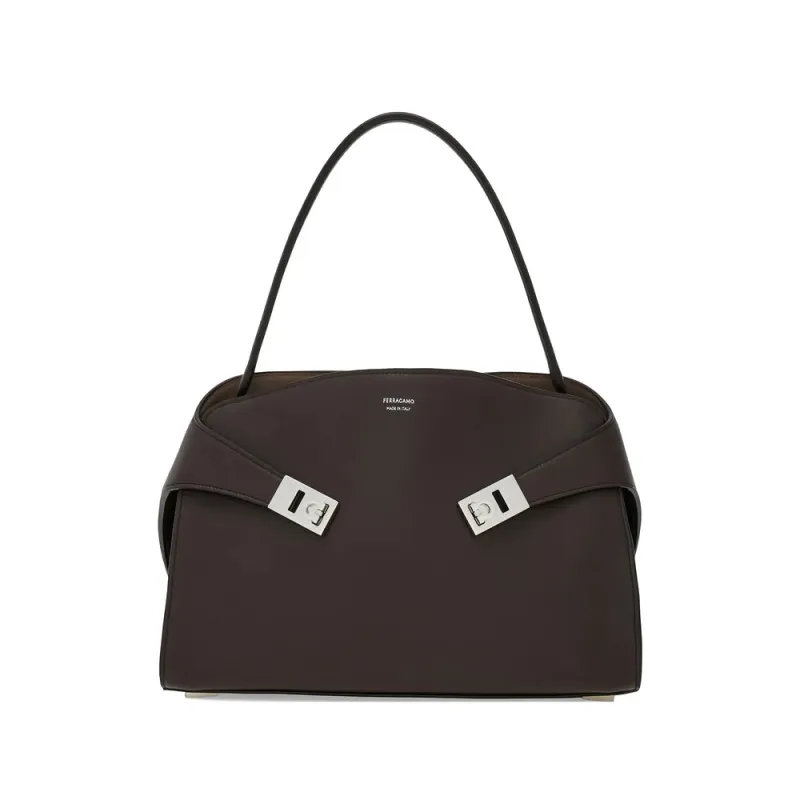 Shoulder Bag Brown Calfskin made by Salvatore Ferragamo