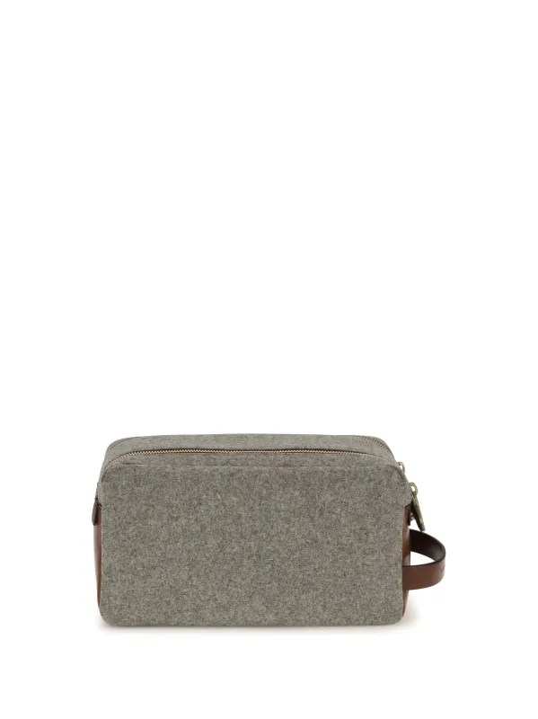 Wool Beauty Case Army Washed made by Brunello Cucinelli