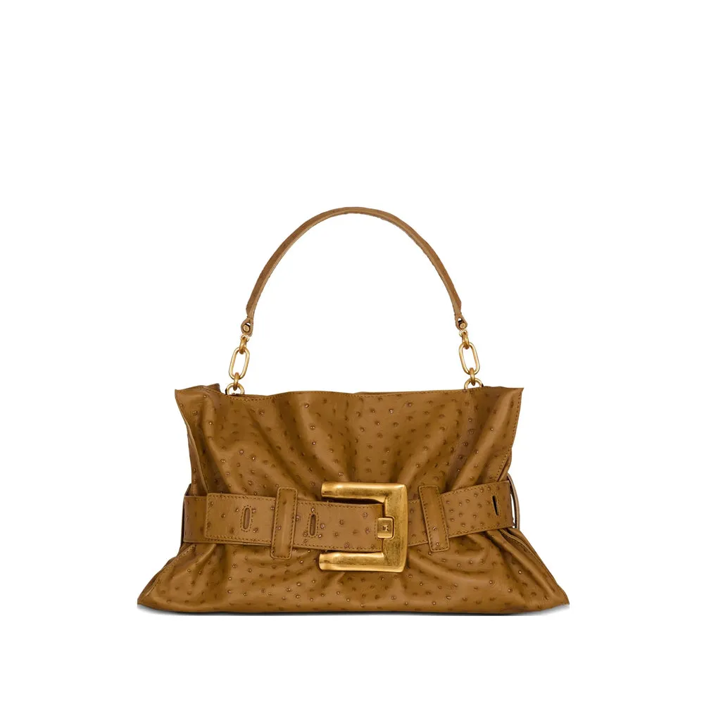 Brown Embossed Bag With Gold-Tone Hardware sold by Zulily