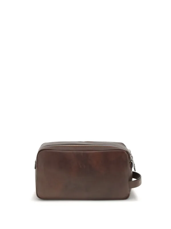 Leather Beauty Case Burgundy made by Brunello Cucinelli