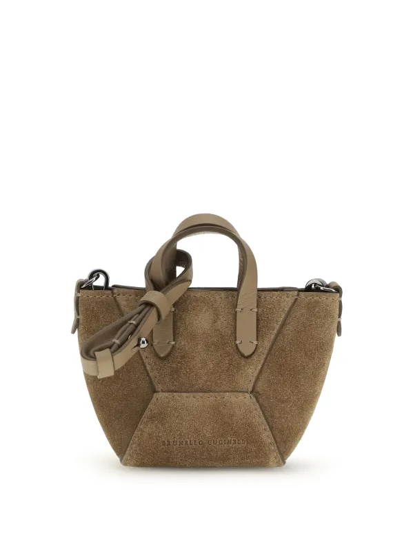 Shoulder Bag in Micro Suede made by Brunello Cucinelli