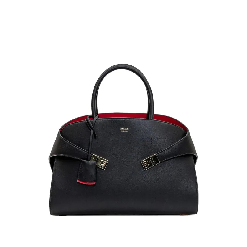 Tote Bag Calf Leather Black made by Salvatore Ferragamo