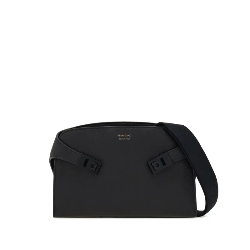 Black Calfskin Luggage With Adjustable Shoulder Strap made by Salvatore Ferragamo