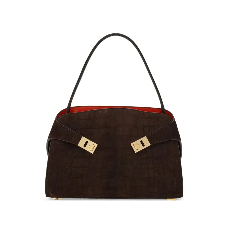 Shoulder Bag Soft Hug Brown Suede made by Salvatore Ferragamo