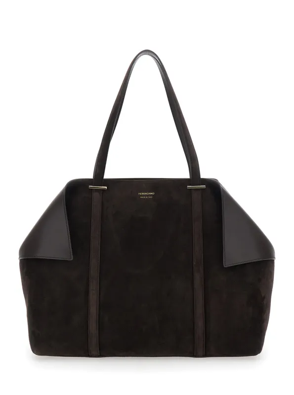 Tote Bag Brown Suede made by Salvatore Ferragamo