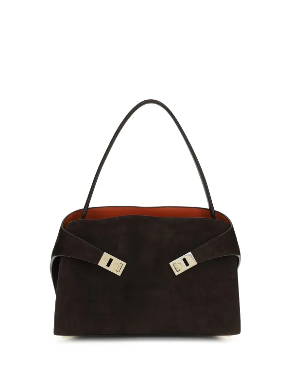 Shoulder Bag Hug Soft Dark Brown Suede made by Salvatore Ferragamo