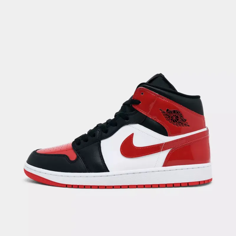 [hv4091-006] Mens Air Jordan Retro 1 Mid Se 'patent Bred Toe' made by Jordan