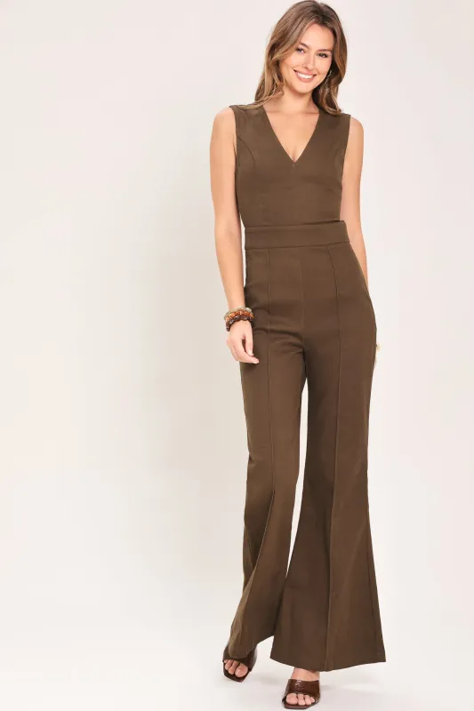 Rich Espresso Woven Jumpsuit made by Flying Tomato