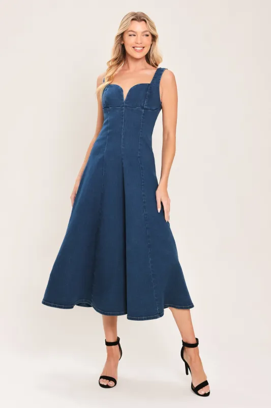 Blue Hour Denim Midi Dress made by Flying Tomato
