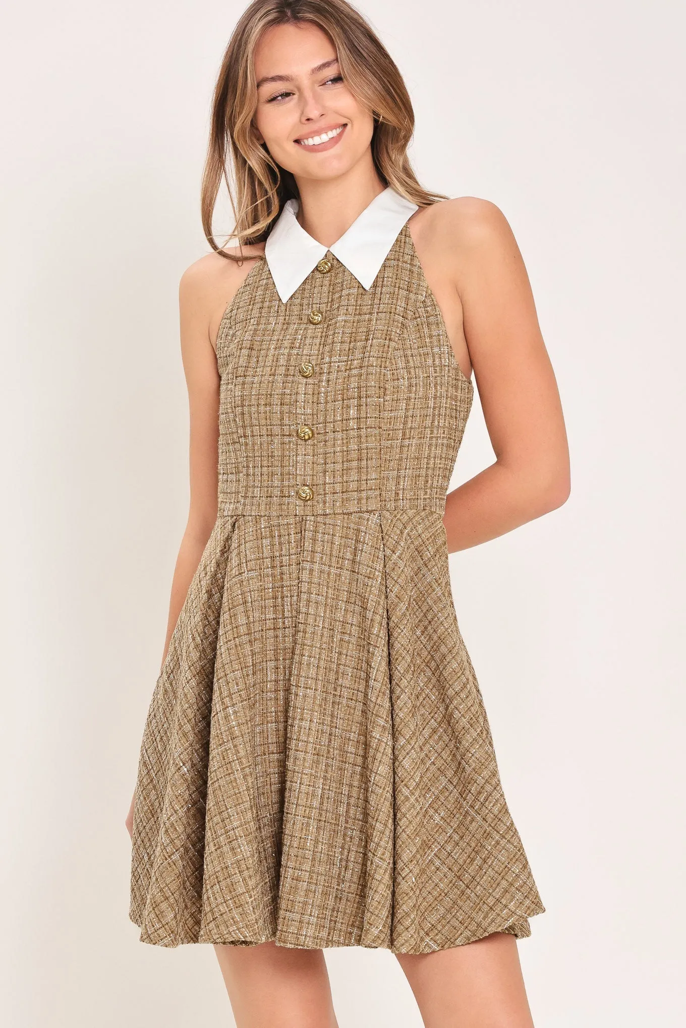 Cambridge Collar Woven Tweed Mini Dress sold by Zulily product image thumbnail 5