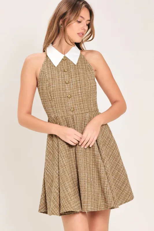 Cambridge Collar Woven Tweed Mini Dress made by Flying Tomato