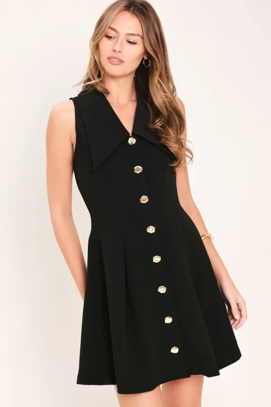 Fifth Avenue Black Woven Mini Dress made by Flying Tomato