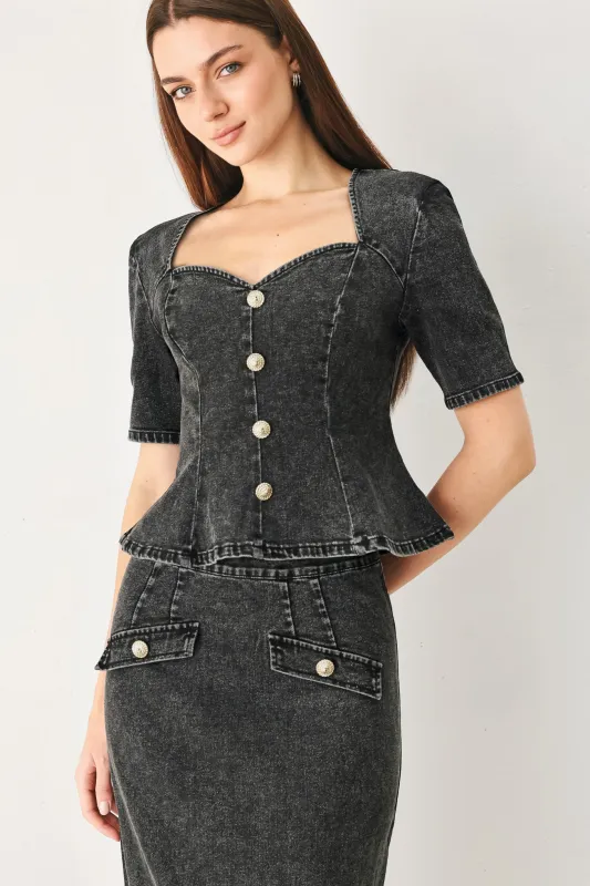 Stonewashed Denim Top made by Flying Tomato