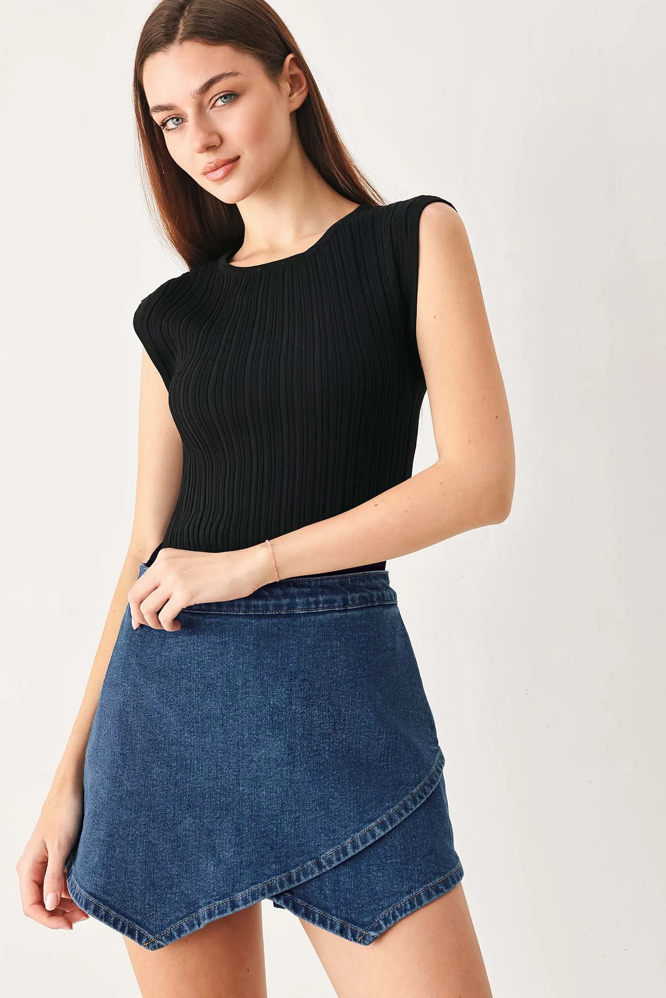 Asymmetric Denim Skort sold by Zulily product image thumbnail 3