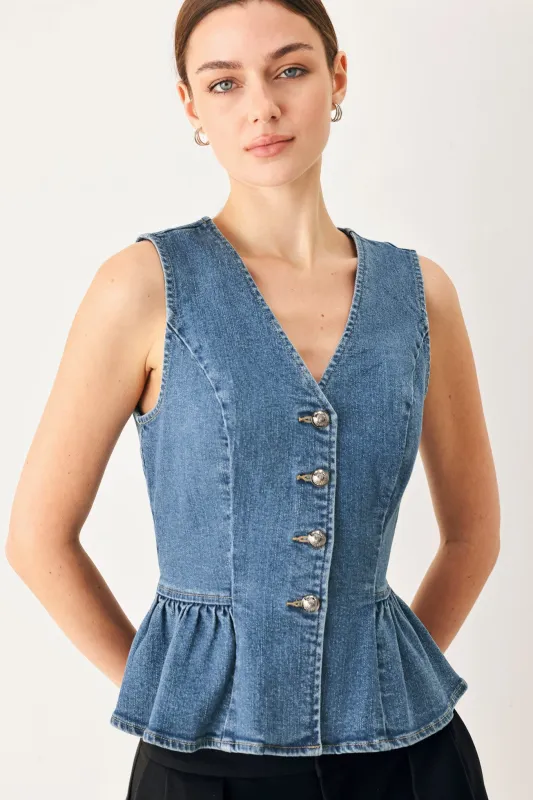 Polished Denim Vest made by Flying Tomato