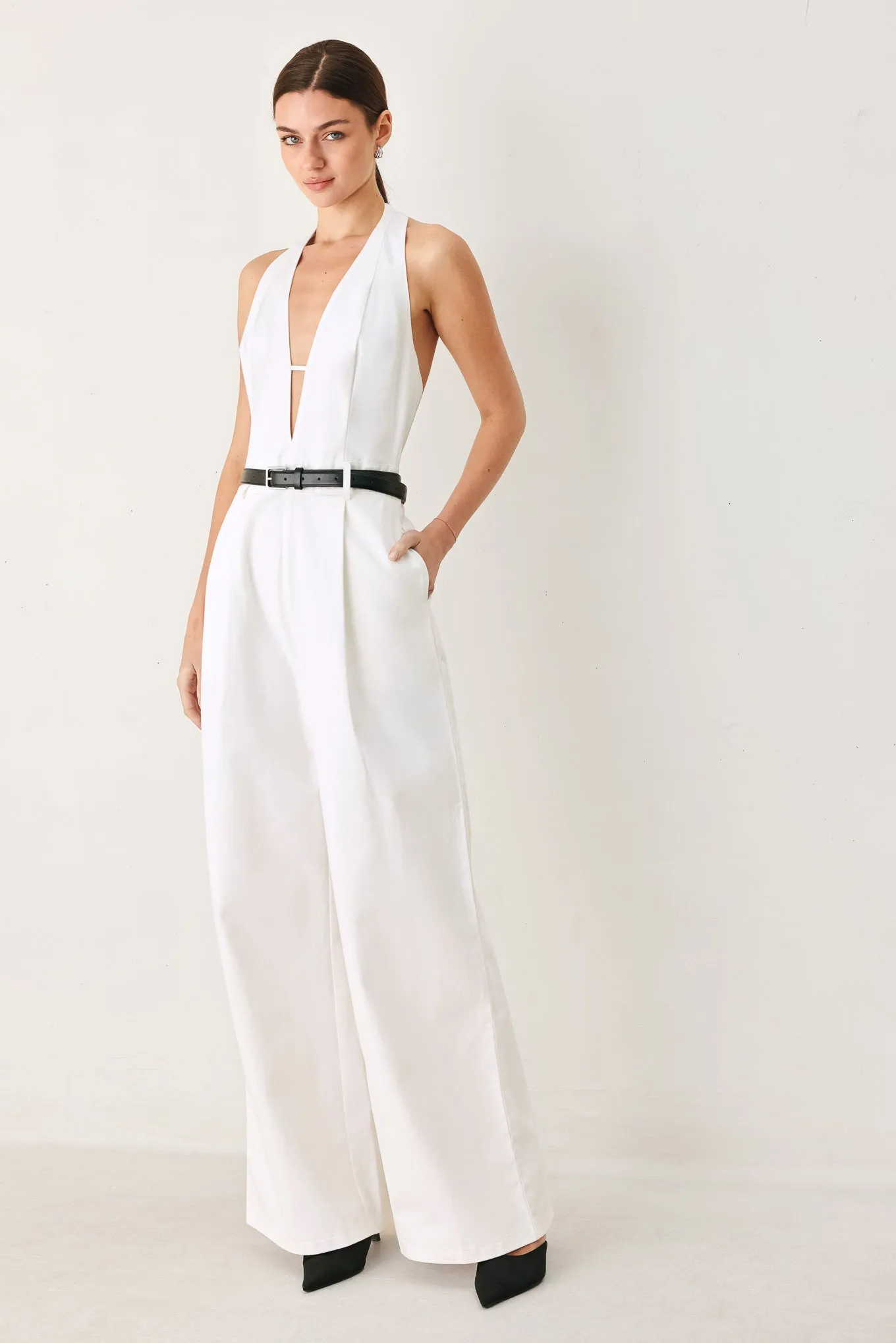 Pretty Moment Halter Woven Jumpsuit sold by Zulily