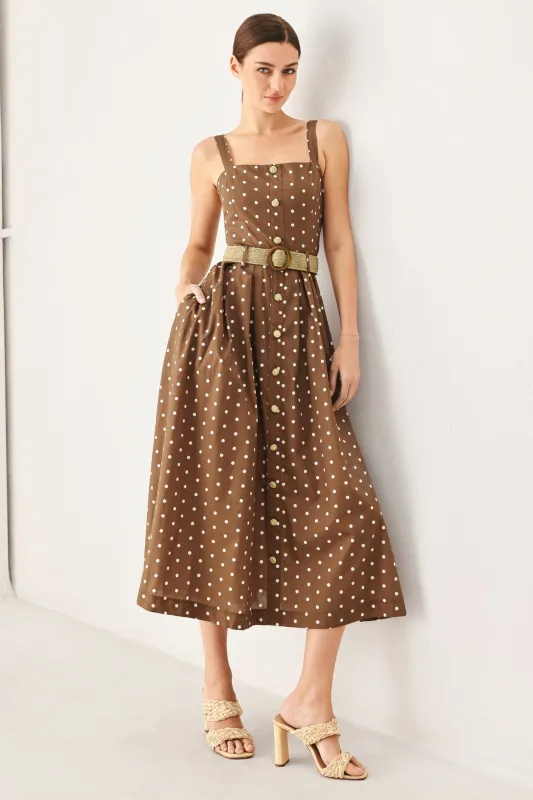 Parisian Dot Woven Midi Dress made by Flying Tomato