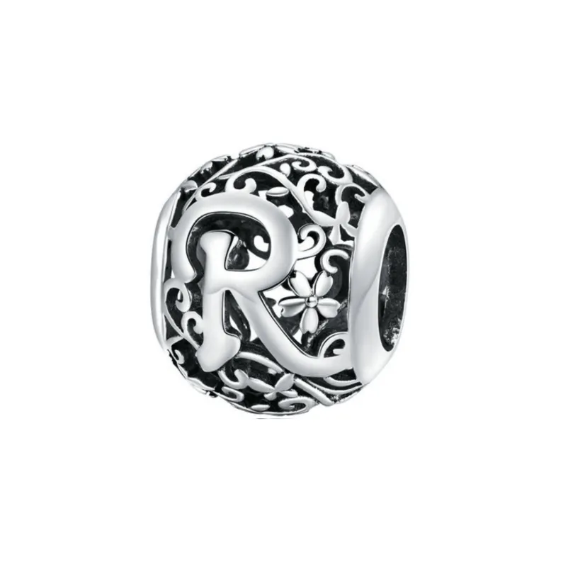 Sterling silver round alphabet charm - R made by Zulily