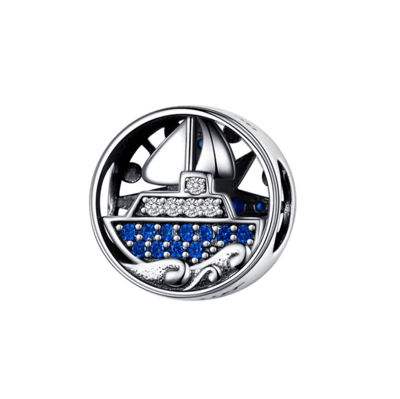 Sterling silver round sail the seas charm made by Zulily