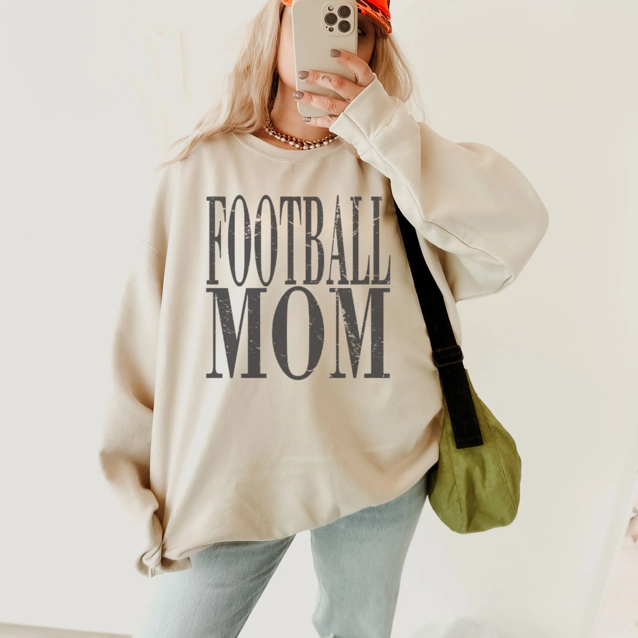 Distressed Football Mom Crewneck Sweatshirt sold by Zulily