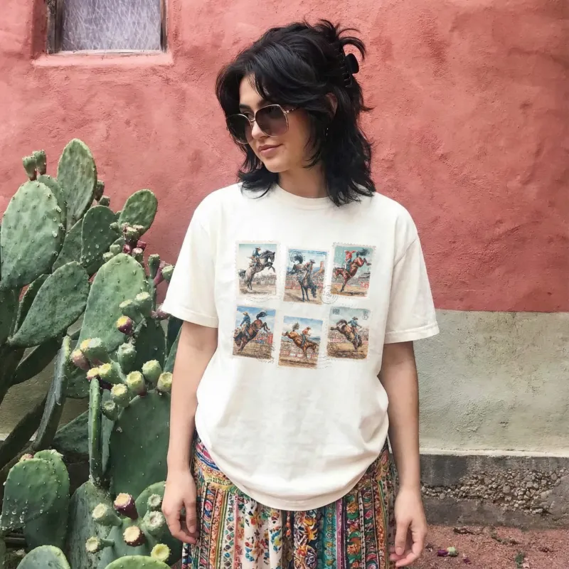 Vintage Rodeo Stamp Graphic Tee – Western Cowboy made by Zulily