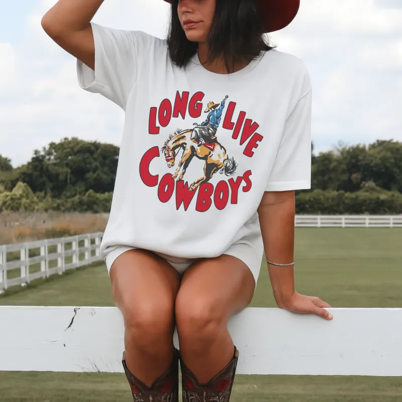 Long Live Cowboys Graphic Tee – Vintage Rodeo Western Shirt made by Zulily