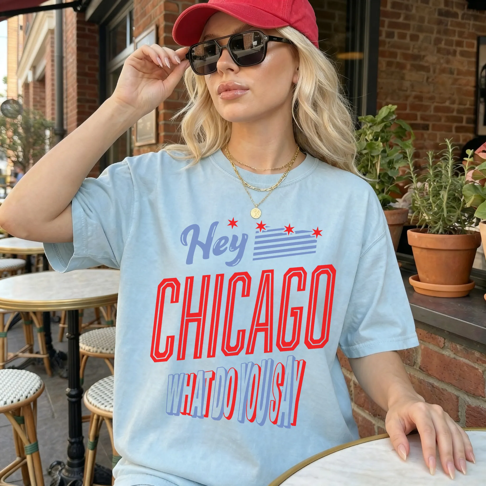 Hey Chicago What Do You Say Graphic Tee | Patriotic Summer City Tee sold by Zulily product image thumbnail 3