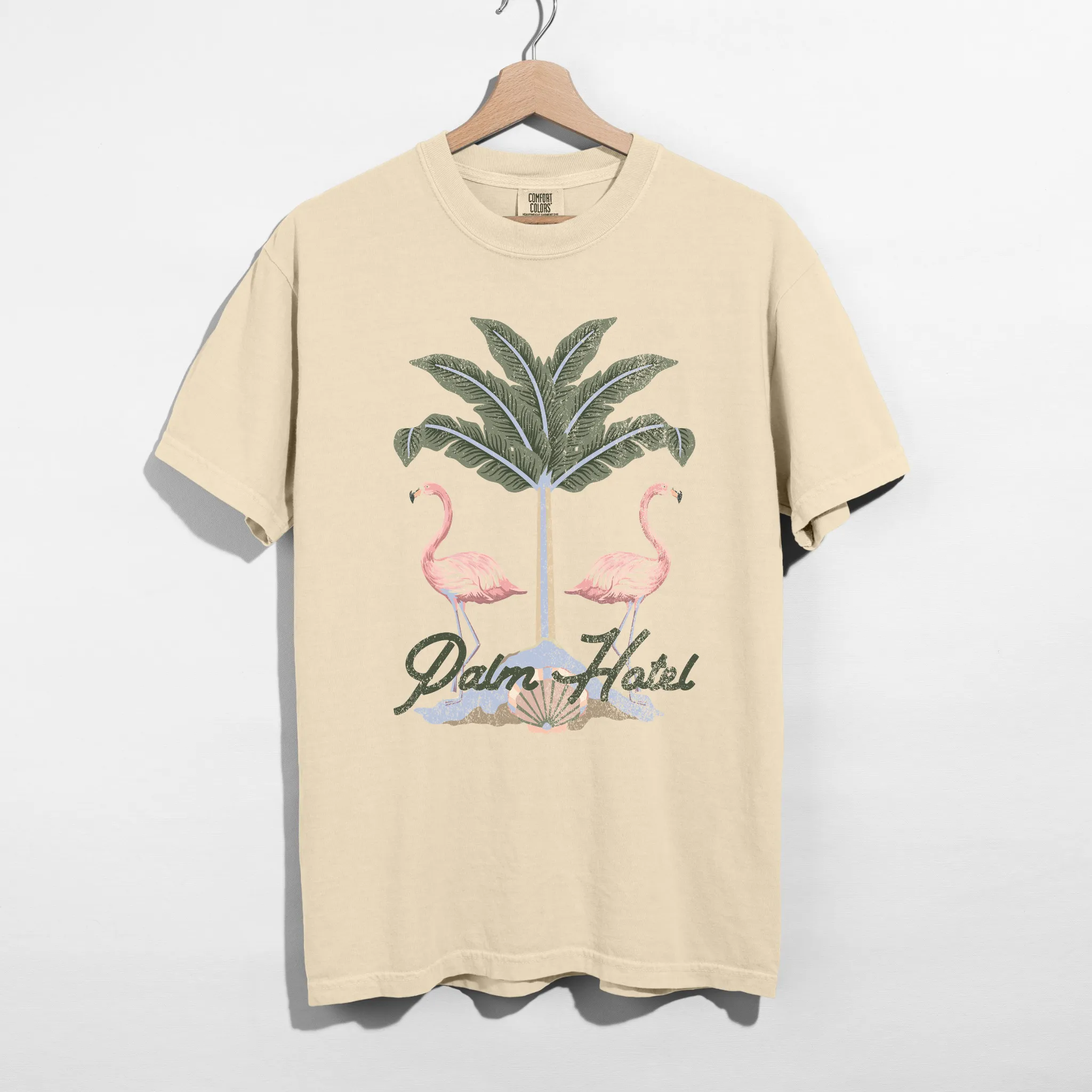 Palm Oasis Flamingo Graphic Tee | Beach Vacation Aesthetic Tee | Summer Resort Style | sold by Zulily product image thumbnail 4