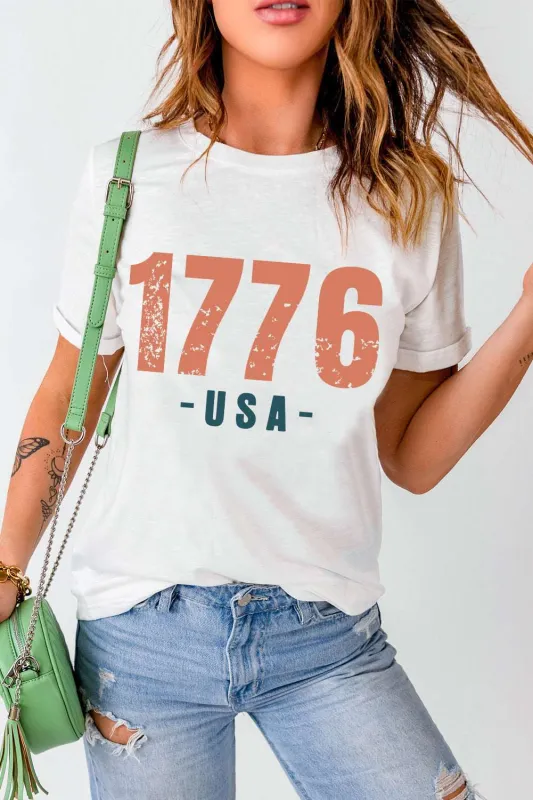 1776 USA Vintage Graphic Tee - White / M - 8/10 made by Threaded Pear