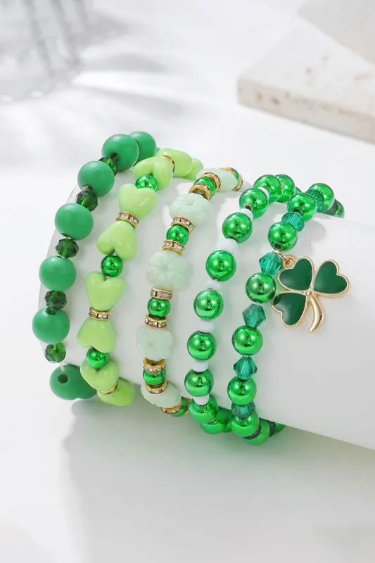 Ashley Beaded 5pcs Bracelet Set - Green / ONE made by Threaded Pear