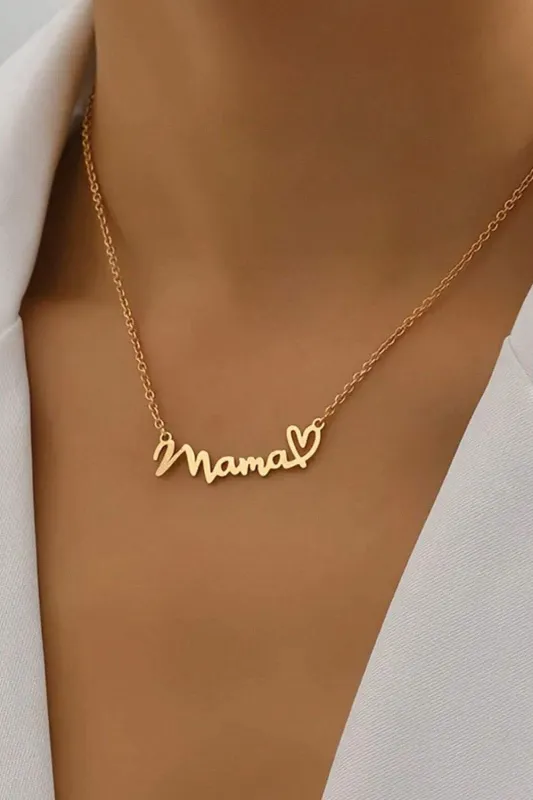 Gold Mama Heart Pendant Chain Necklace made by Threaded Pear