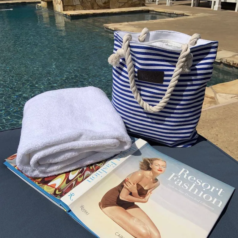 Striped Canvas Tote Bag - Blue made by Threaded Pear