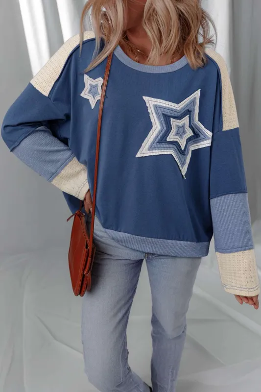 Natalie Knitted Star Patchwork Oversize Top made by Threaded Pear