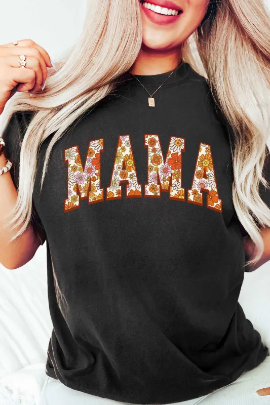 Sunny Flower MAMA Letter Graphic Tee - Black / M - 8/10 made by Threaded Pear