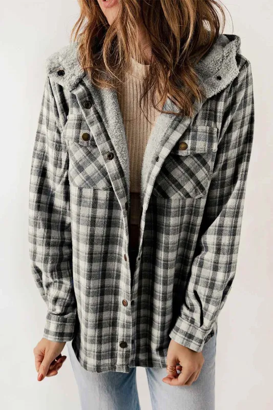 Evelyn Sherpa Lined Hooded Shacket - Black / M - 8/10 made by Threaded Pear