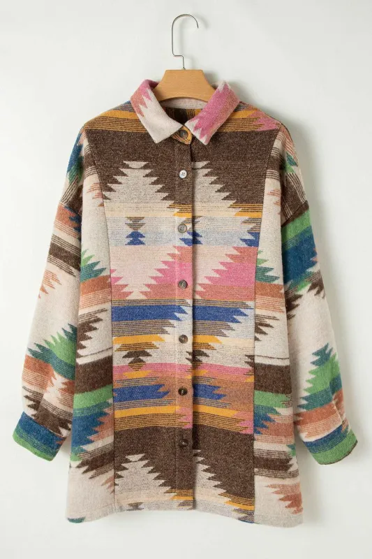 Laney Aztec Print up Shacket made by Threaded Pear
