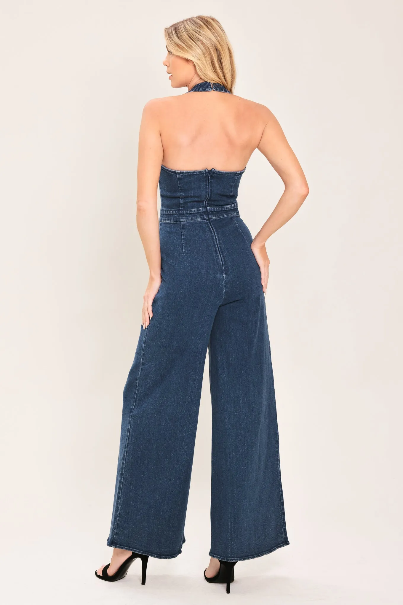 Blue Jean Halter Denim Jumpsuit sold by Zulily product image thumbnail 2