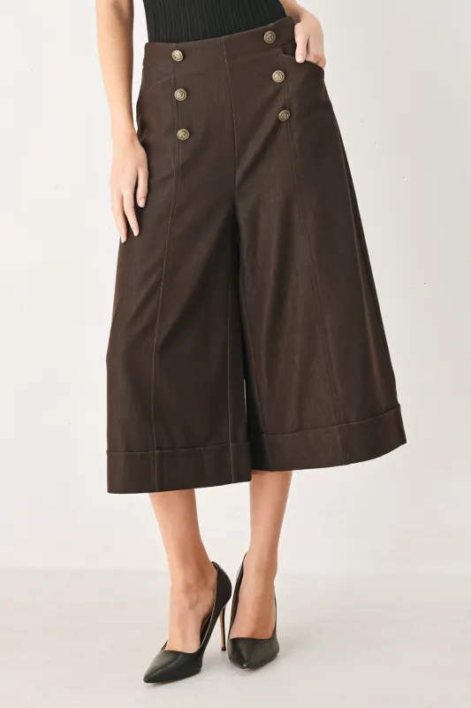 Espresso Muse Woven Culottes Pants made by Flying Tomato