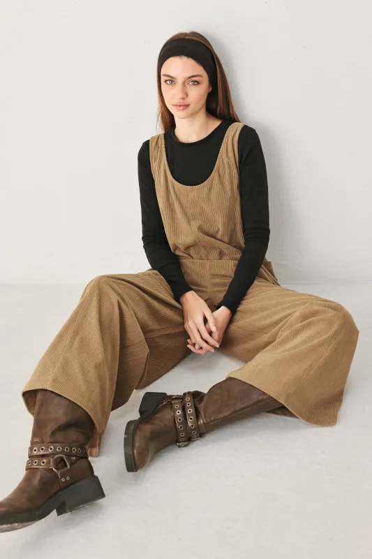 Caramel Slouchy Corduroy Jumpsuit made by Flying Tomato