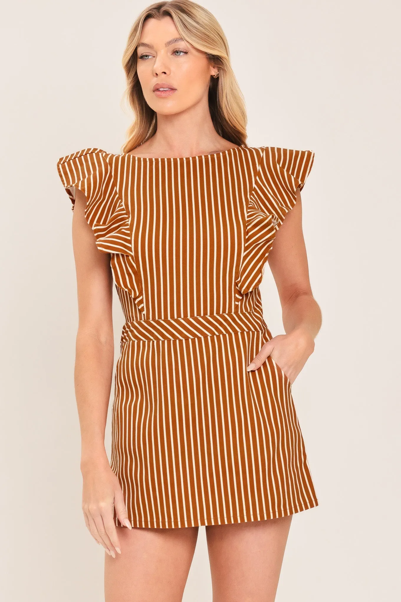 Cinnamon Stripe Woven Skort Romper sold by Zulily product image thumbnail 4