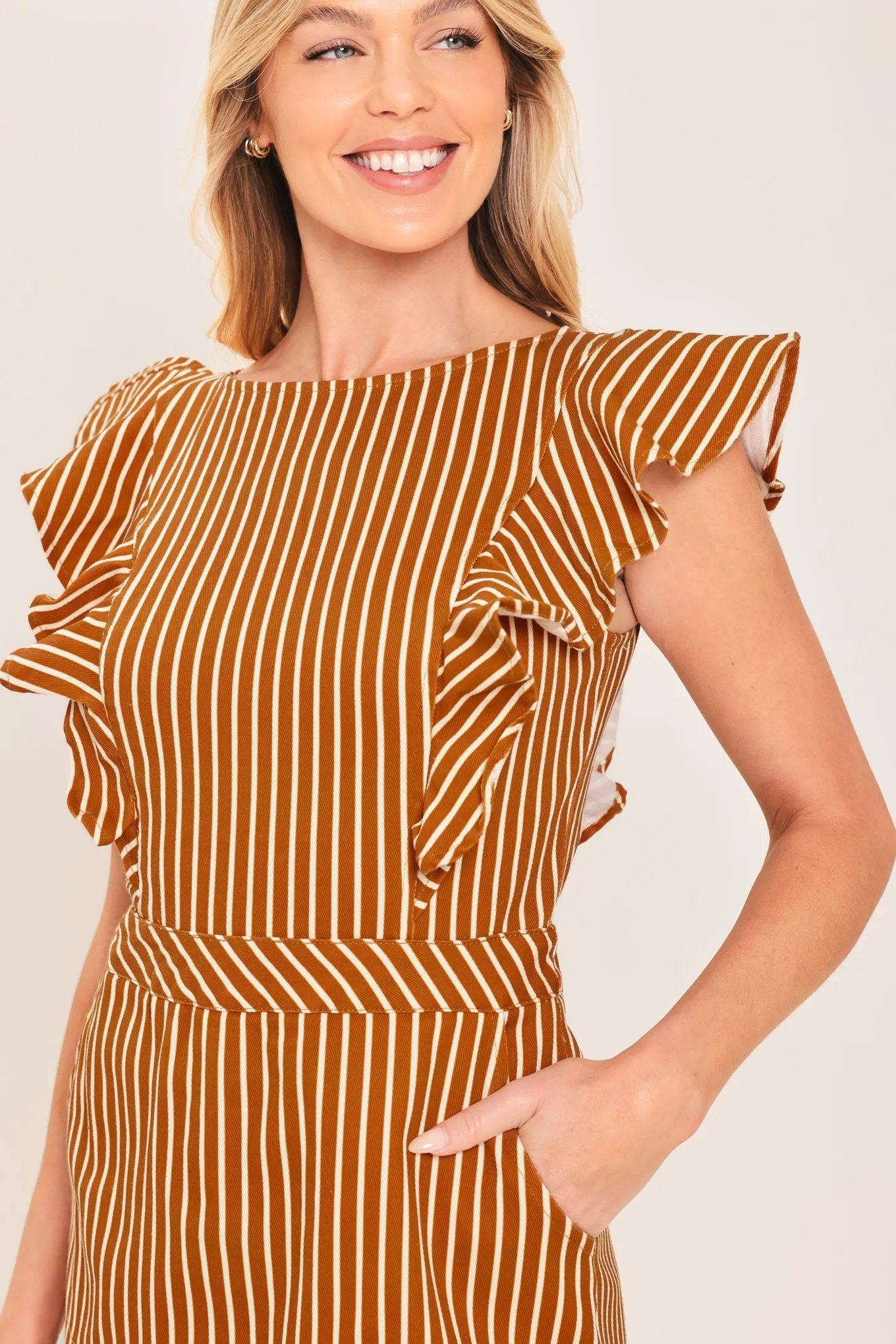Cinnamon Stripe Woven Skort Romper sold by Zulily product image thumbnail 3