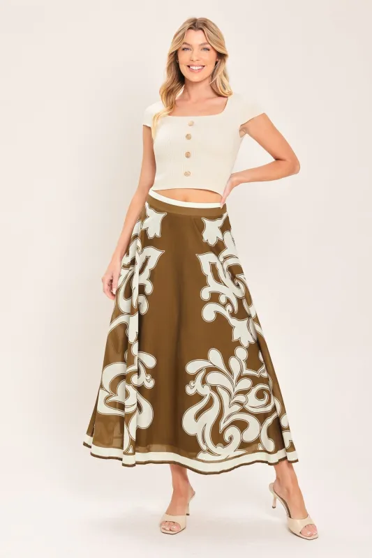 Coffee Cream Border Circle Skirt made by Flying Tomato