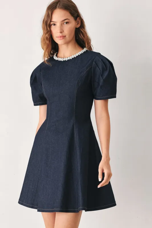 Sweet Indigo Denim Mini Dress made by Flying Tomato