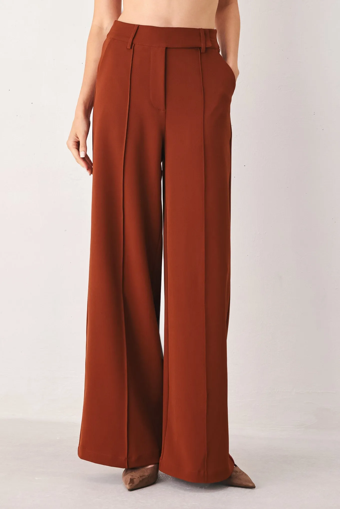 Autumn Rust Flowy Wide Leg Woven Pants sold by Zulily