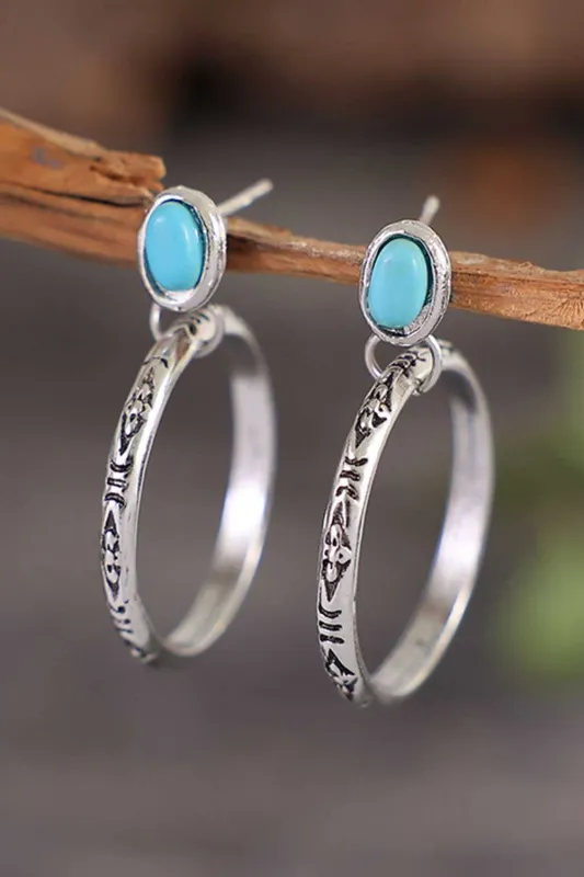 Bold Ring Turquoise Stud Earrings - Silver / ONE SIZE / Alloy made by Threaded Pear